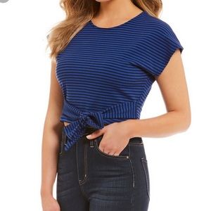 GB Gianni Bini Striped Cropped Tie Top